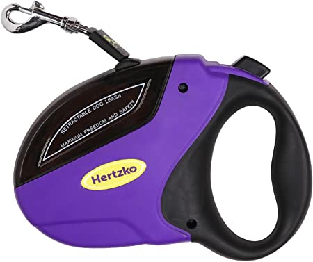 Heavy Duty Retractable Dog Leash by Hertzko - Great for Small, Medium & Large Dogs up to 110lbs - Strong Nylon Ribbon Extends 16ft