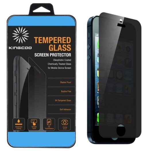 iPhone SE Privacy Screen Protector, KINGCOO iPhone SE 5 5C 5S Privacy Tempered Glass Screen Protector - Keep Your Information Private - Protect Your Screen from Scratches and Drops - Lifetime Warranty