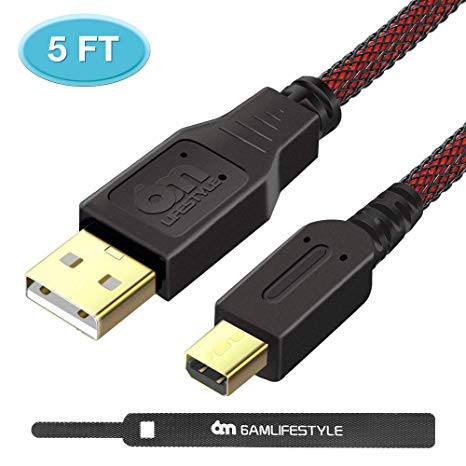 6amLifestyle USB Charging Cable High Speed Premium USB Data Sync Power Charger Charging Cord for Nintendo 2DS / 3DS / 3DS XL/DSi/DSi XL/New 2DSLL,Black Red