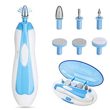 Electric Nail File Drill, Portable Professional Nail Drill Machine Compact 6 in 1 Manicure Pedicure Set with Adjustable Speed & Smart LED Light for Acrylic Gels and Natural Nails, Carry Case Included