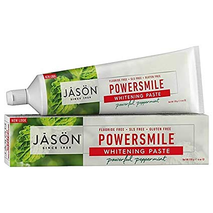 JASON Powersmile Whitening Fluoride-Free Toothpaste, Powerful Peppermint, 6 Ounce Tube