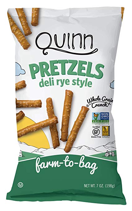 Quinn Snacks Non-GMO and Gluten Free Pretzels, Deli Style Rye, 8 Count