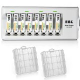 EBL 8 Pack High Capacity 1100mAh AAA Ni-MH Rechargeable Batteries with 8 Bay Rapid Charger