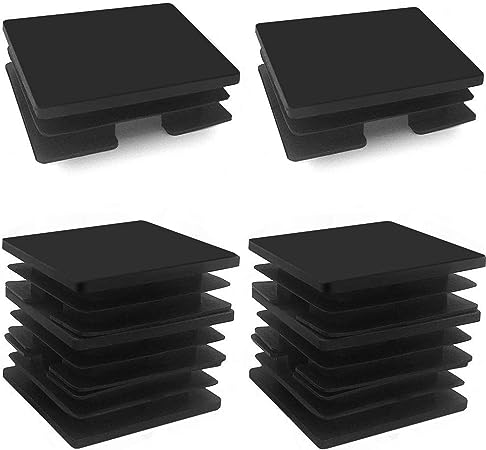 3" Square Tubing End Caps, Tubing Post End Cap, Black Plastic Square Plugs, Chair Glide Floor Protector (75mm x 75mm, 8 Pack)