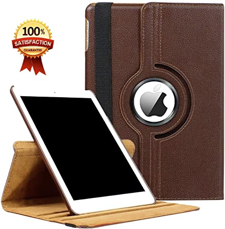 CenYouful iPad Case Fit 2018/2017 iPad 9.7 6th/5th Generation - 360 Degree Rotating iPad Air Case Cover with Auto Wake/Sleep Compatible with Apple iPad 9.7 Inch 2018/2017 (Brown)