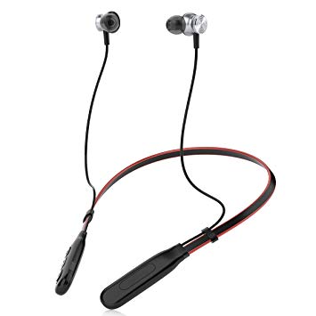 WiMiUS Bluetooth Headphones, Bluetooth 5.0 in-Ear Sport Bluetooth Earphone Wireless Neckband with Mic Black/Red