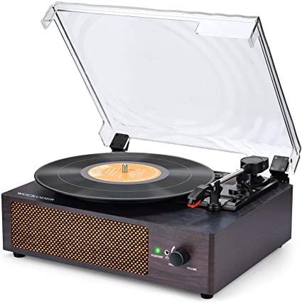 Vinyl Record Player Bluetooth Turntable with Built in Stereo Speakers Portable Vinyl Records Retro Vintage Phonograph 3 Speed Belt Drive Supports RCA Out AUX in Headphone Jack with Dust Cover