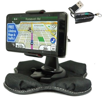 ChargerCity NonSlip Beanbag Friction Mount for Garmin Nuvi 2457 2497 2557 2577 2597 30 40 42 44 50 52 54 55 56 LT T LM LMT GPS Include Free ChargerCity MicroSD Memory Card Reader and Direct Replacement Warranty