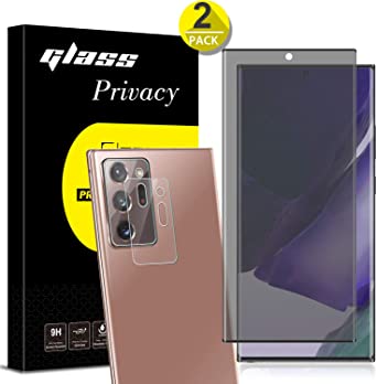 [3 Pack] Camera Lens Protector and [2 Pack] Privacy Screen Protector for Samsung Galaxy Note 20 Ultra, [Full Coverage] [Case Friendly] [Super Clear] Anti-Spy 9H Hardness Tempered Glass
