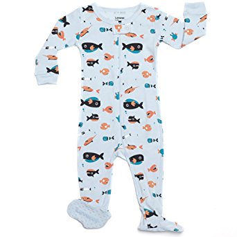 Leveret Baby Boys "Sharks" Footed Sleeper Pajama 100% Cotton (6M-5 Years)