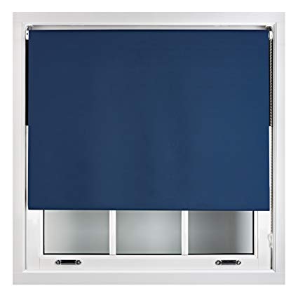 Furnished Blackout Roller Blind Made to Measure 14 Sizes 16 Colours Navy Blue Up To 60cm