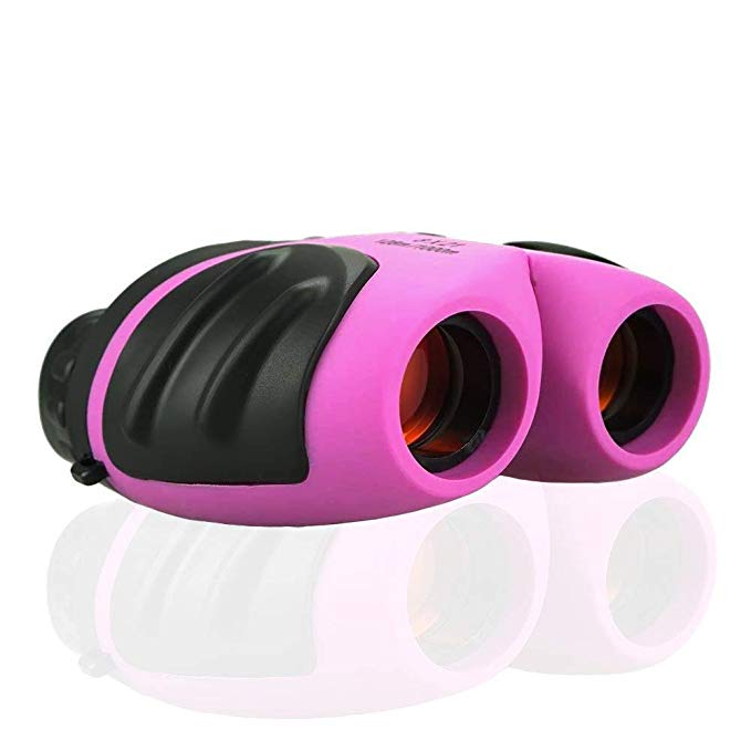 Happy Gift Binoculars for Children Toys,Small Binoculars for 4-9 Year Girls Outdoor Toys,Festival Gifts for 5-12 Year Old Girls Boys to Theater or Opera(Pink)