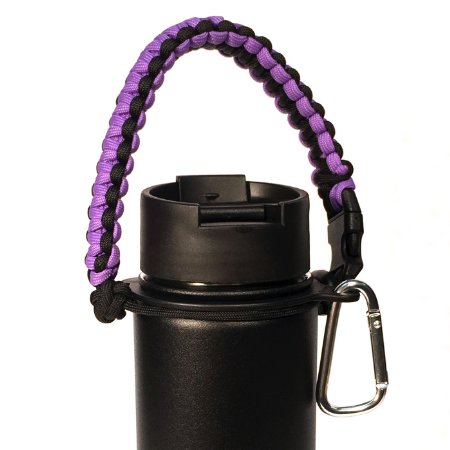 Best Hydro Flask Handle - Paracord Survival Strap - Also Fits Nalgene Nathan and Most Wide Mouth Water Bottles - 1 Camping Hiking Sports and Outdoor Water Bottle Carrier includes Lifetime Warranty