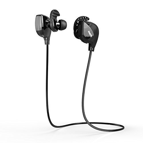 Merit Sweatproof Bluetooth 41 Headset with Dual Mic and AptX for Running Gym Hiking Jogging Sport Wireless Headphone with NFC for iPhone 6 6Plus iPad iPod Samsung Galaxy S6 S6 Edge Note 4 Sony LG and other Android Phones Black