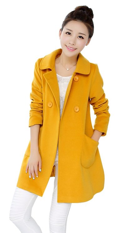 Z-SHOW Womens A-line Double Breasted Wool Winter Coat