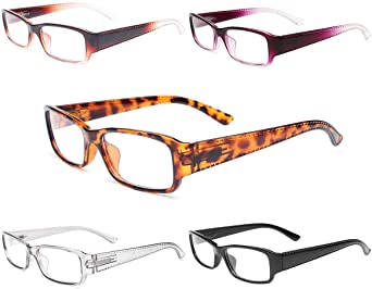 Gaoye 5-Pack Reading Glasses Blue Light Blocking for Women Men,Spring Hinge Lightweight Readers UV400 Lens Protection