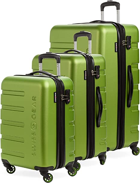 SwissGear 7366 Hardside Expandable Luggage with Spinner Wheels, Green, 3-Piece Set (19/23/27)