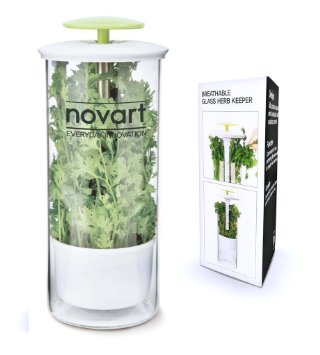 Breathable Fresh Herb Keeper and Herb Storage Container by NOVART - Keeps Greens and Vegetables Fresh for 2x Longer