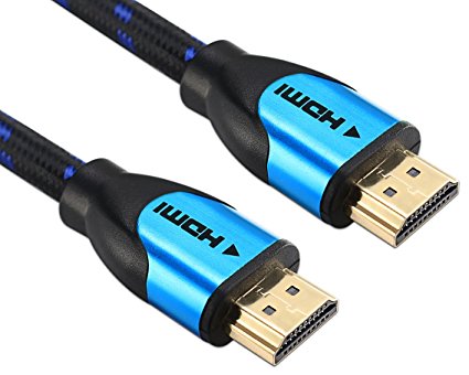 JINPIN Ultra High Speed hdmi cable-BC 3ft black/blue with Braided Cord support Ethernet ,3D,4K and Audio Return (ARC)