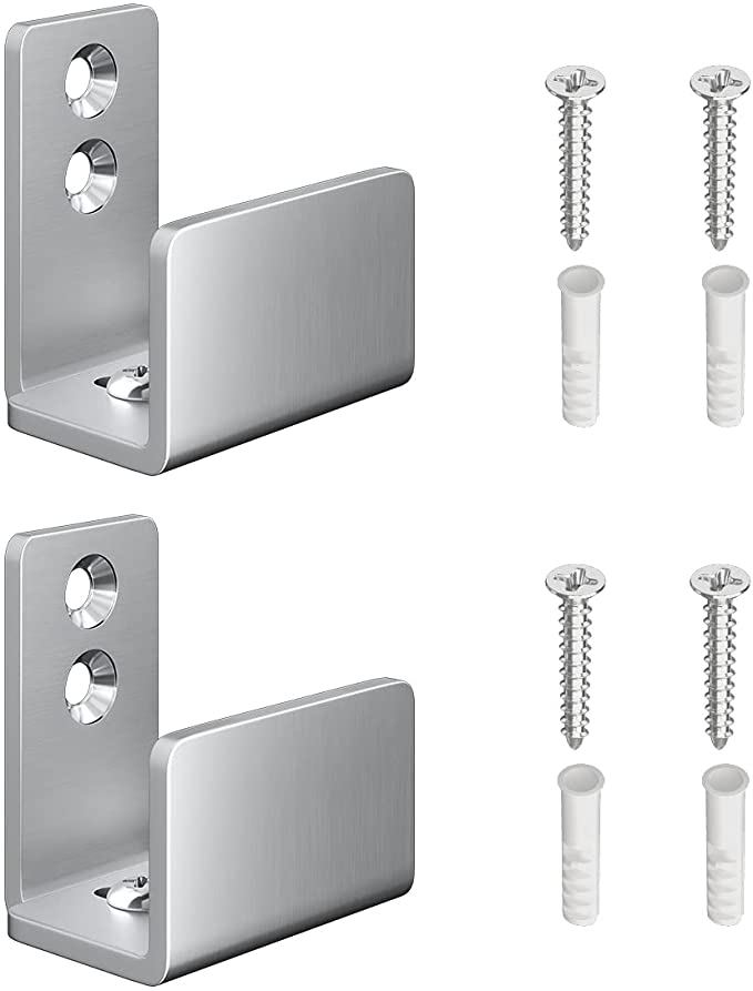 SMARTSTANDARD Wall Mount U Shape Floor Guide, Stainless Steel Sliding Barn Door Hardware, Adjustable Bottom Roller Fit Door, Cabinet(Set of 2)