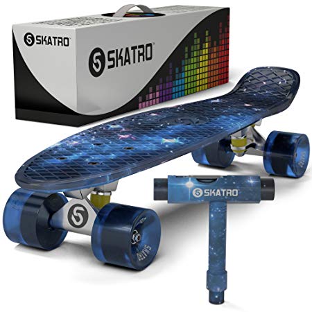 Mini Cruiser Skateboard. 22x6inch Retro Style Plastic Board Comes Complete