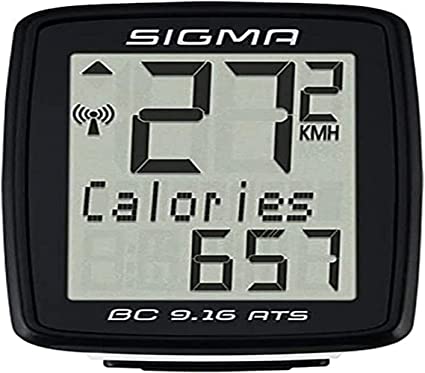 Sigma BC 9.16 ATS Wireless Bicycle Computer | Speed, Distance, Ride Time, Calories, Clock | Compact, Easy to Read Display, Auto Start/Stop, IPX8 Water Resistant, Tool Free Mounting, USFB Compatible