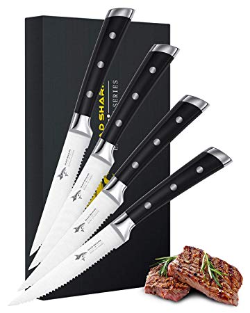 MAD SHARK Kitchen Knife with Stainless Steel Razor Sharp Blade and Ergonomic Handle,Ultra Sharp, Best Choice for Home Kitchen and Restaurant (Steak Knives)