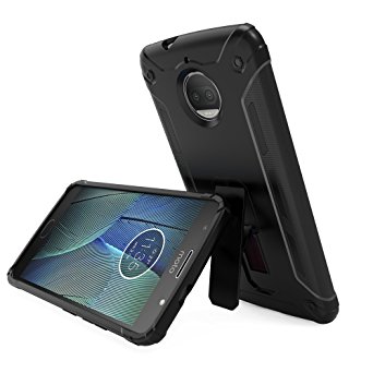 Moto G5s Plus Case, OMOTON Moto G5s Plus Case with [Kickstand] [Non-Slip Design] [Dual Layer] [Heavy Duty Protection] for Motorola Moto G5s Plus, Black