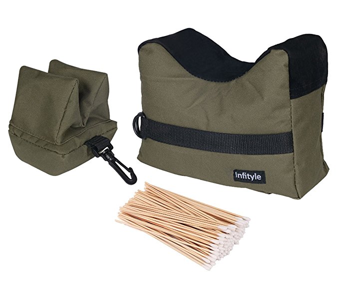 Shooting Rest Bags - Front And Rear SandBag Stand Holders For Gun Rifle With 100 Pcs Cotton Swabs