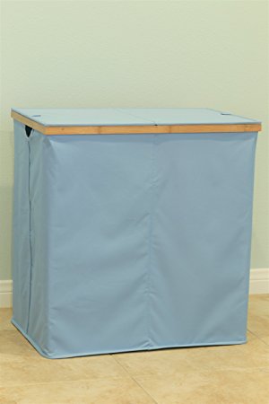 Blue Large Double Sorting Bamboo Laundry Hamper - 24 x 15.75 x 24"H