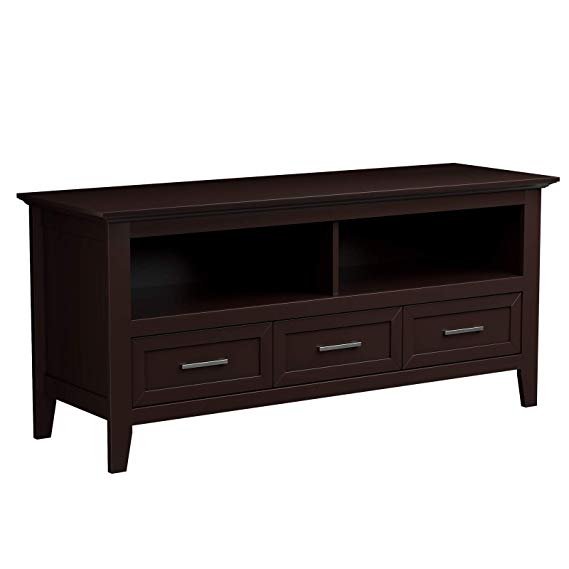 VASAGLE ULTC03BR Television Cabinet, TV Stand Console, Entertainment Center with 2 Open Compartments and 3 Drawers 47.2”L x 15.7”W x 21.7”H Espresso