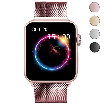 OROBAY For Apple Watch Band 38mm, Stainless Steel Mesh Loop with Adjustable Magnetic Closure Replacement iWatch Band for Apple Watch Series 3 Series 2 Series 1, Rose Gold