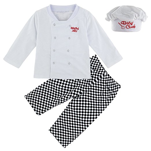 Mombebe Baby Boys' 3 Pieces Chef Short Clothing Set with Hat