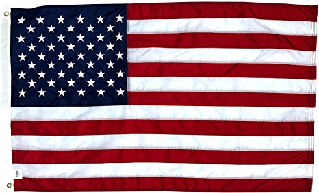 2.5x4 Ft American Flag | 100% Made in USA | US Flag in Heavy Duty Outdoor Nylon - UV Fade Resistant - Premium Embroidered Stars, Sewn Stripes, and Brass Grommets (2.5 x 4 Foot)