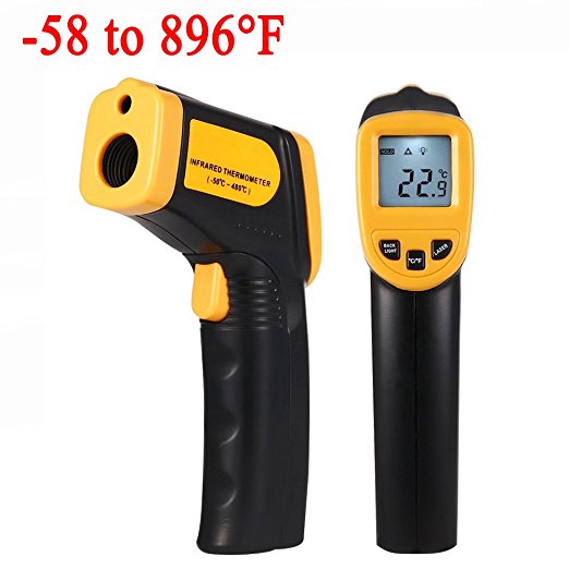 MeterMall Infrared Thermometer Digital Laser IR Temperature Meter Handheld Non-contact Tester with LCD Display Screen (-58 to 896°F/-50°C ~ 480°C)