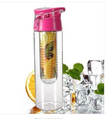 Fruit Infuser Water Bottle Fruit Infusion Sports Bottle Flip-top SPILL PROOF BPA Free Tritan Plastic 25Oz （4 Colors)