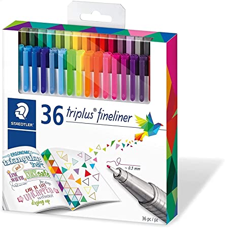 Color Pen Set, Set of 36 Assorted Colors (Triplus Fineliner Pens) #Limited Edition