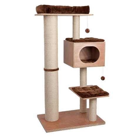 Favorite 52"H Four-Tier Cat Activity Tree with Moveable Washable Bed