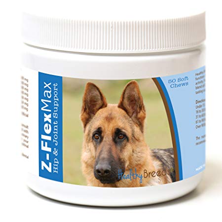 Healthy Breeds Z-Flex Max Hip & Joint Support Soft Chews - Over 100 Breeds - Medium & Large Breed Formula - 50 or 180 Count