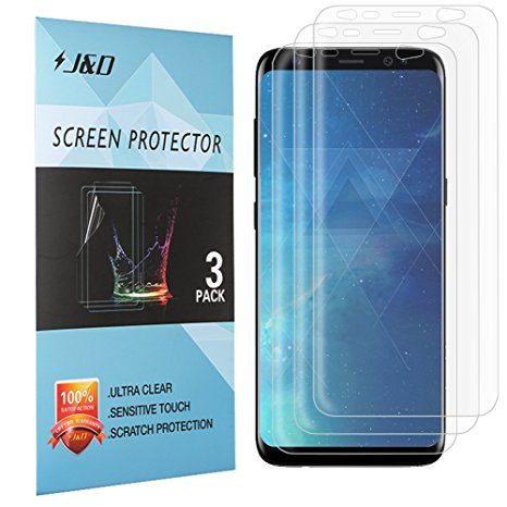 Galaxy S8 Plus Screen Protector, J&D Premium HD Clear [Full Coverage] [Shock-Proof] Soft TPU Film Shield Screen Protector for Samsung Galaxy S8 Plus (3 Packs)