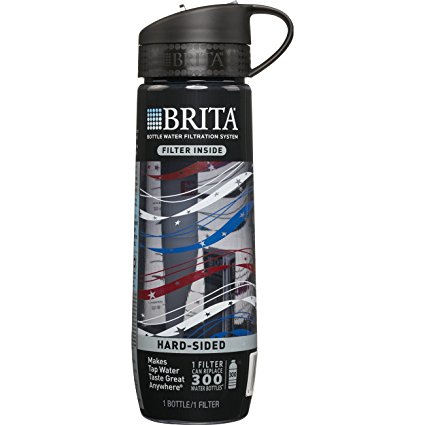 Brita Filtered Water Bottle (includes 1 Filter), Hard Sided, BPA Free, Americana, 23.7 Ounces