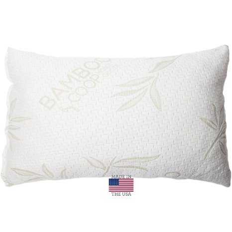 Coop Home Goods - Shredded Memory Foam Pillow with NON-REMOVABLE Cover made from Bamboo Derived Rayon and Polyester Cooling Blend - MADE 100% in USA (QUEEN)