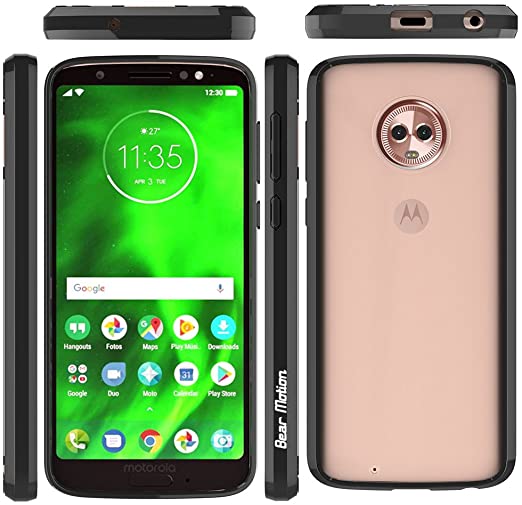 Bear Motion for Moto with Shockproof TPU Bumper and Scratch Proof PC Back Cover (Black, Moto G7 Power)