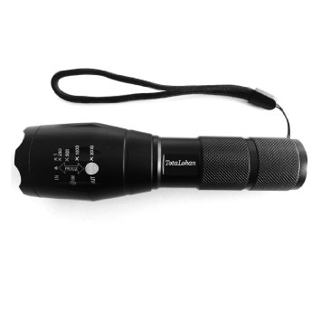 TotaLohan G700 Brightest Tactical Flashlight LED Cree Xm-l T6 550 Lumen Water Resistant Camping Torch Adjustable Focus Zoom Tactical Light Lamp for Outdoor Sports