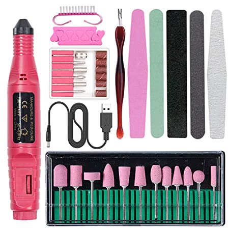 icyber Electric Nail Drill Kit, Portable Nail Drill Machine for Acrylic Nails Gel Nail Glazing Nail Drill Nail Art Polisher Sets Glazing Nail Drill Fast Manicure Pedicure for Women
