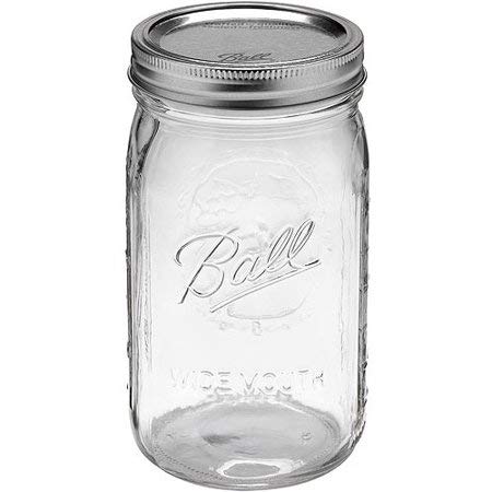 Ball Glass Mason Jar with Lid and Band, Wide Mouth, 32 Ounce, 12 Count (1 Pack)
