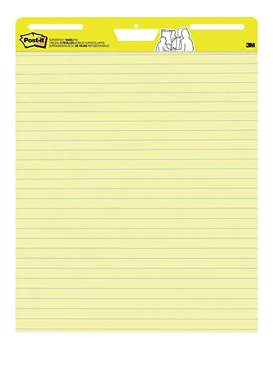 Post-it Super Sticky Easel Pad, 25 x 30 Inches, 30 Sheets/Pad, 2 Pads (561), Yellow Lined Premium Self Stick Flip Chart Paper, Super Sticking Power