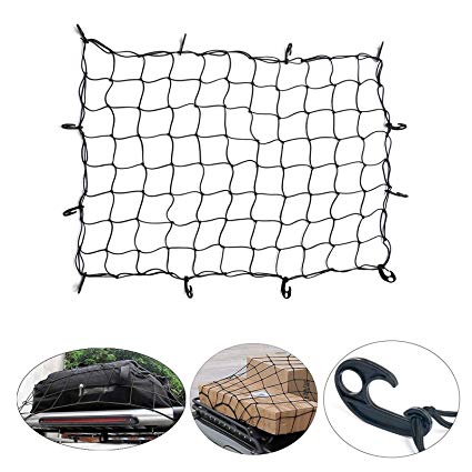 ARKSEN 36" x 60" Nylon Cargo Net Bungee Stretches Universal for Pickup Truck Bed SUV Rooftop Travel Luggage Rack 3'x5'