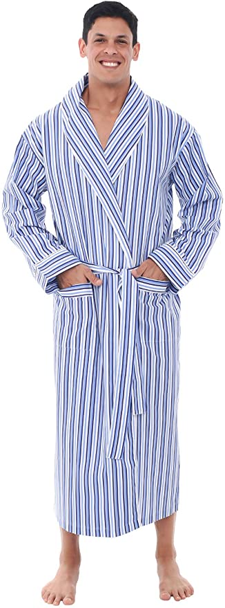 Alexander Del Rossa Mens Cotton Robe, Lightweight Woven Bathrobe