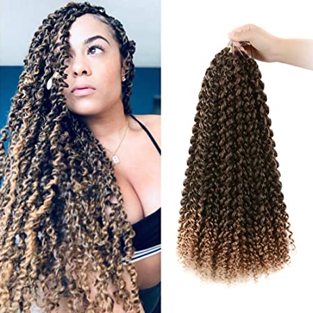 Toyotress Passion Twist Hair - 18 Inch 7packs Ombre Blonde Water Wave Crochet Braids Synthetic Braiding Hair Extensions (18 Inch 7Packs, T27)
